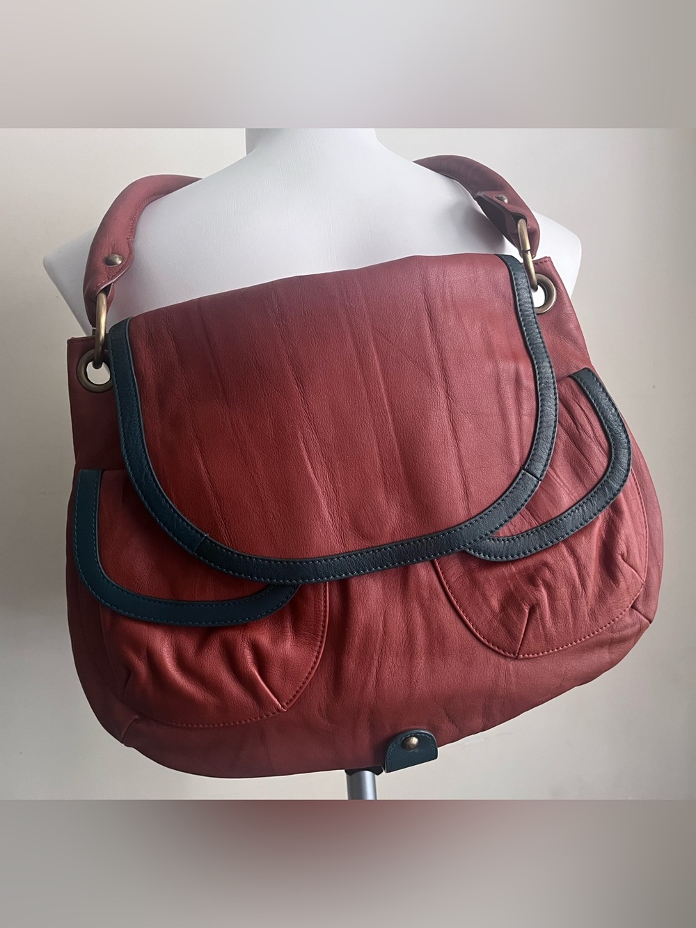 Vintage Y2K Anthropologie Bica Cheia Boho Leather Hobo Shoulder Bag Slouchy